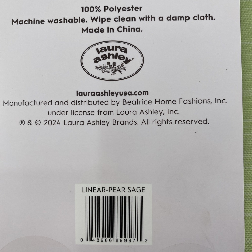 Laura Ashley Tablecloth 60x84 Lime Green Easy Care Indoor Outdoor Spring Summer - Picture 9 of 11